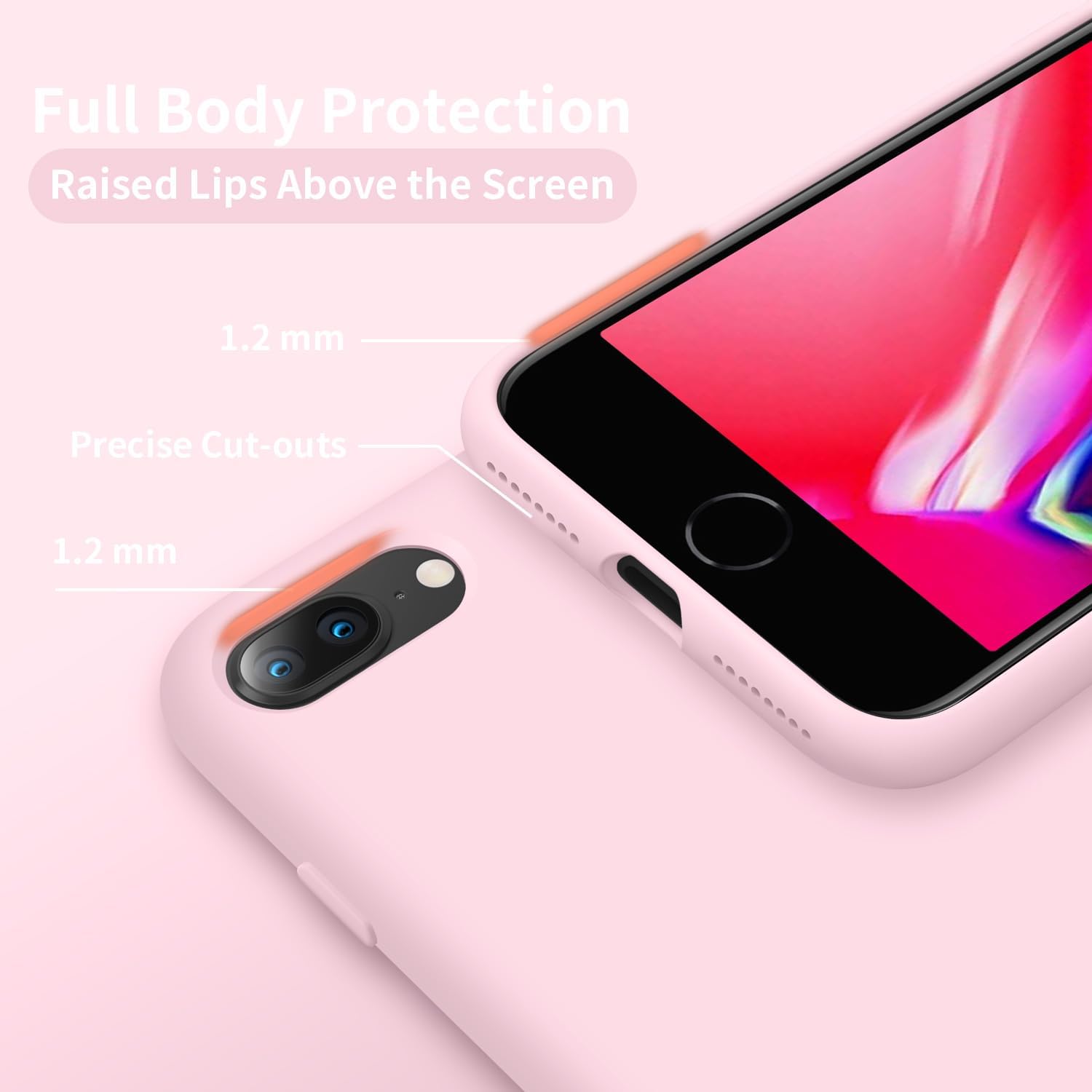 Cordking Funda para iPhone 8 Plus, para iPhone 7 Plus, funda de silicona ultra delgada a prueba de golpes con forro de microfibra suave