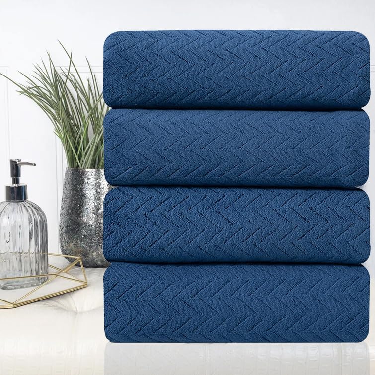 4 Piece Oversize Bathroom Towels Set, 35 x 70Inch Bath Towels Set 600 GSM Microfiber Super Soft Absorbent Extra Large Bath Towels for Hotel, Machine