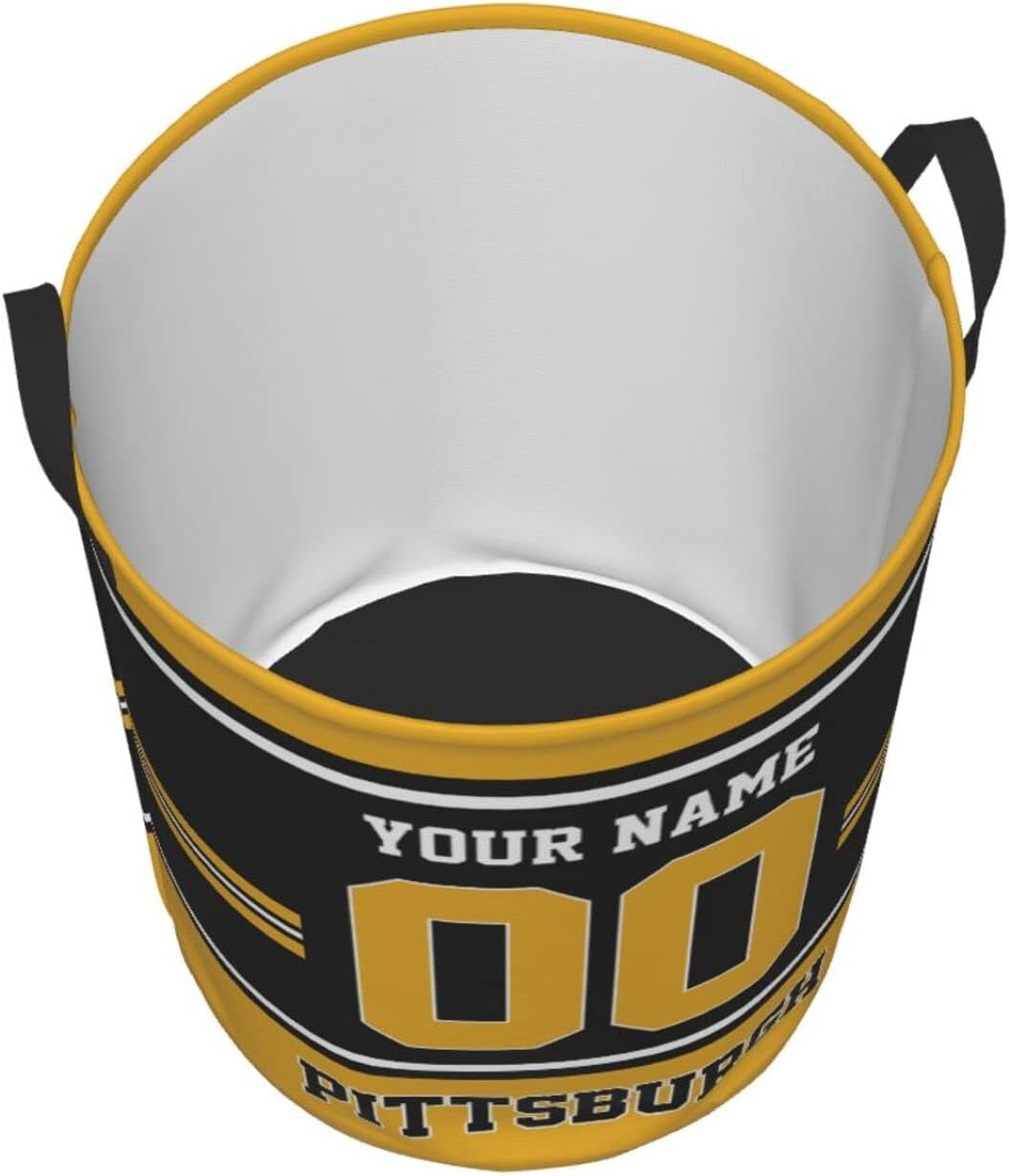 Cesta de lavandería personalizada de Pittsburgh, cesta de lavandería personalizada con nombre y número, cesta de almacenamiento plegable para