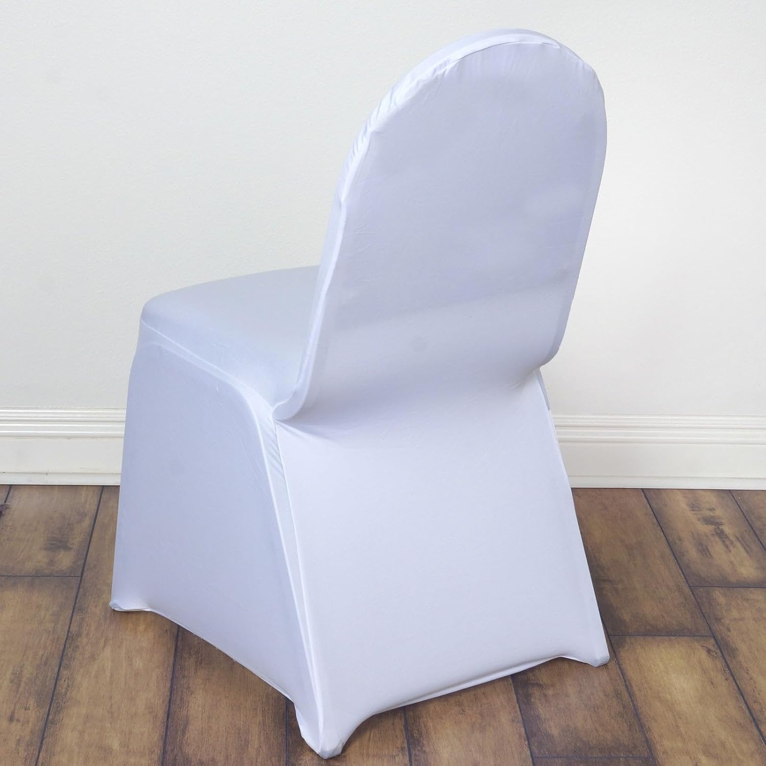 Efavormart – 100 fundas para sillas de banquetes de elastano elástico blanco para banquetes y eventos, para bodas, fiestas, banquetes y catering