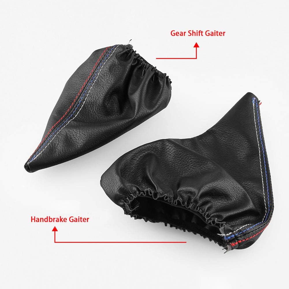 Pursuestar 2 unidsset manual de la palanca de cambios del coche collar cuero freno de mano funda para BMW Serie 3 1999-2005 E46 1991-1998 E36 M3