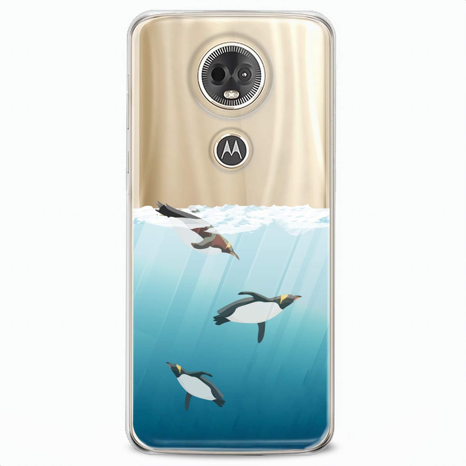 Funda de TPU compatible con Motorola G9 G8 Plus G7 E20 P40 Z4 Edge 20 G22 Stylus Pingüinos Natación Lindo Diseño Lindos Animales Claro Slim Fit Art