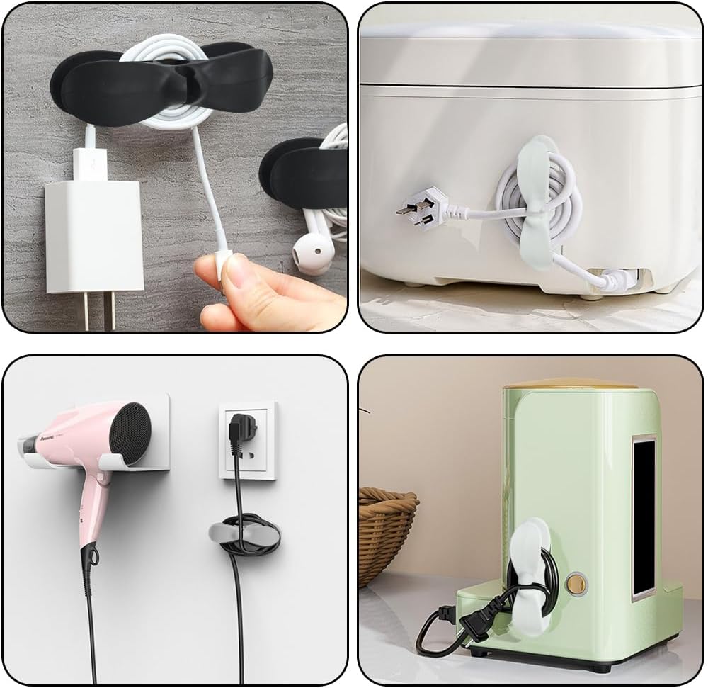 Organizador de cables para electrodomésticos, 12 unidades para aparatos de cocina, enrollador de cables, organizador de cables, soporte para pegar