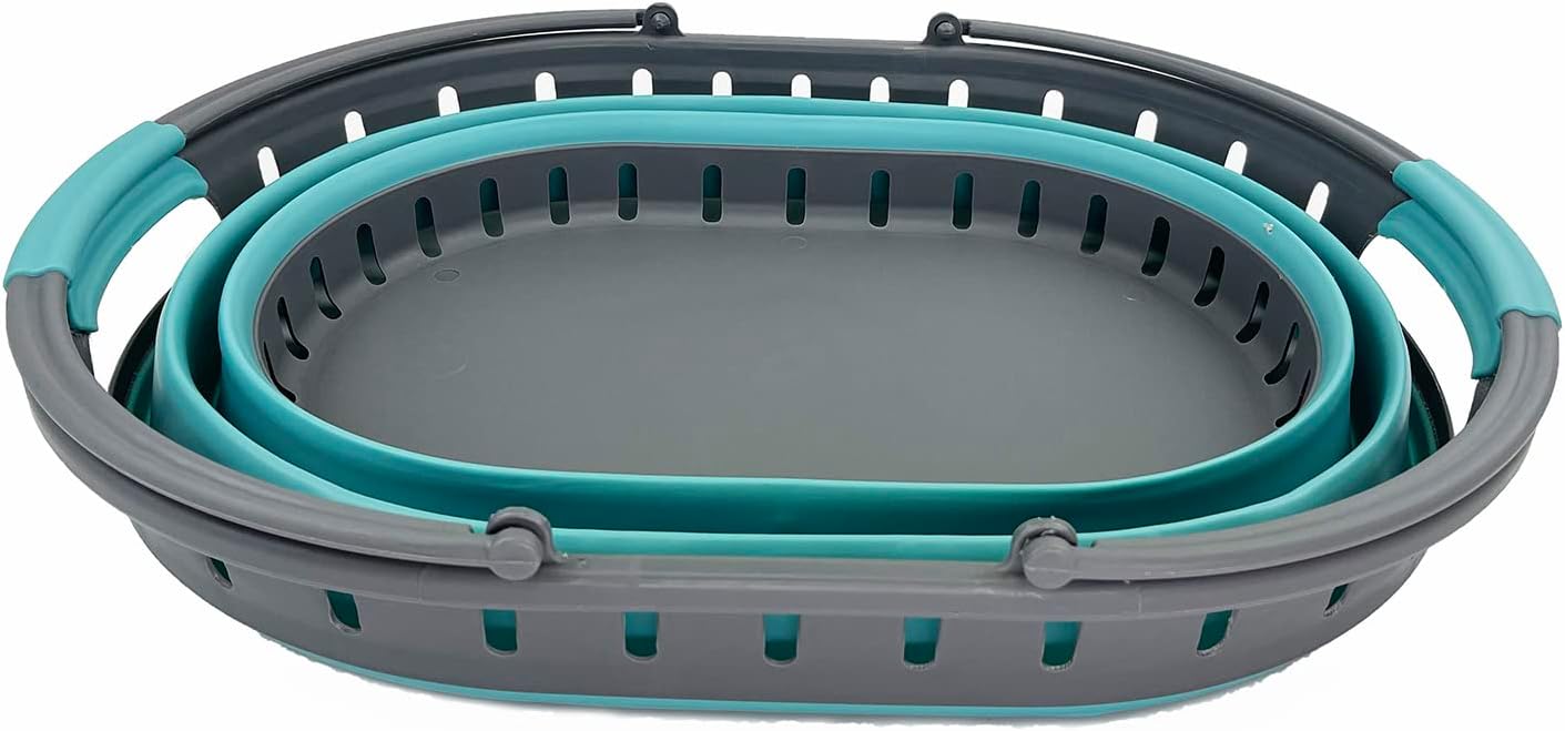 SAMMART Cesta plegable de plástico para la ropa sucia de 25 litros (6.6 galones), contenedor de almacenamiento plegable y organizador, cesta de