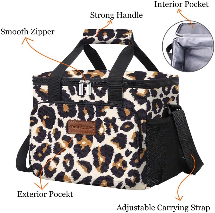 Lonchera reutilizable aislada para mujereshombres, bolsa de almuerzo a prueba de fugas con correa ajustable para el hombro, bolsillo frontal con