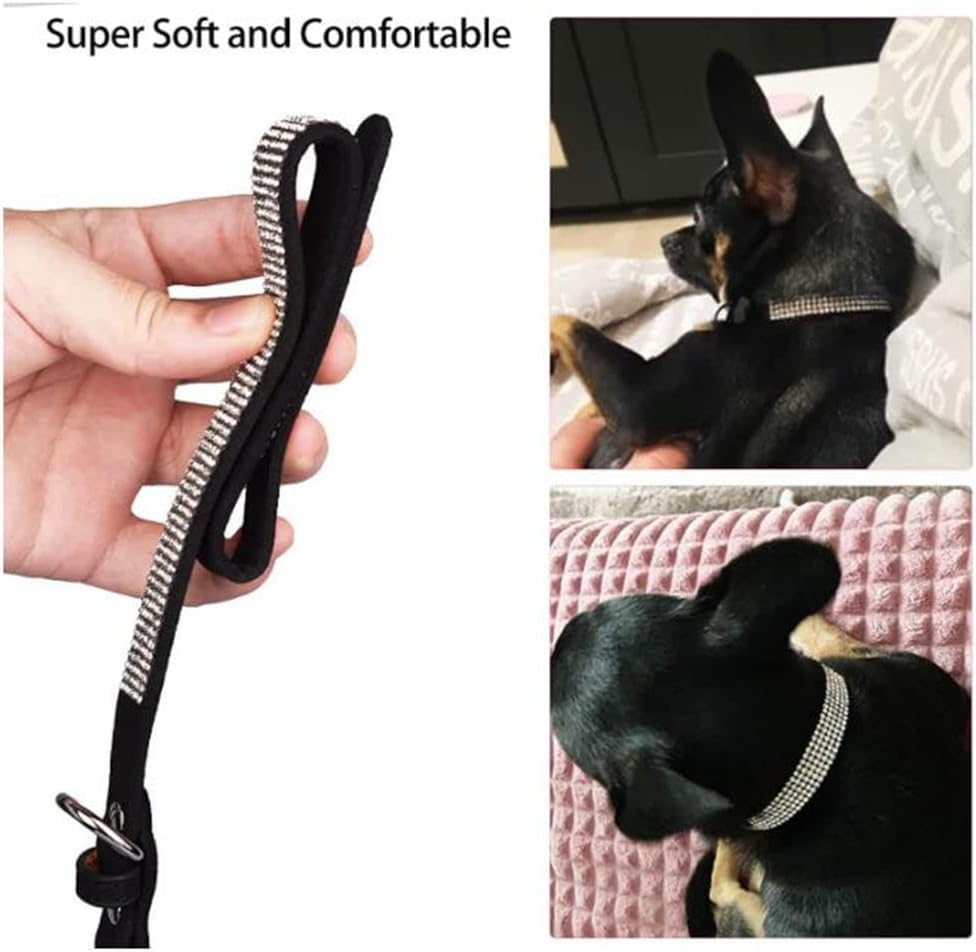 Lindo collar para perro con diamantes de imitación brillantes, elegante collar de cristal con purpurina bonita joya suave para gatos de raza