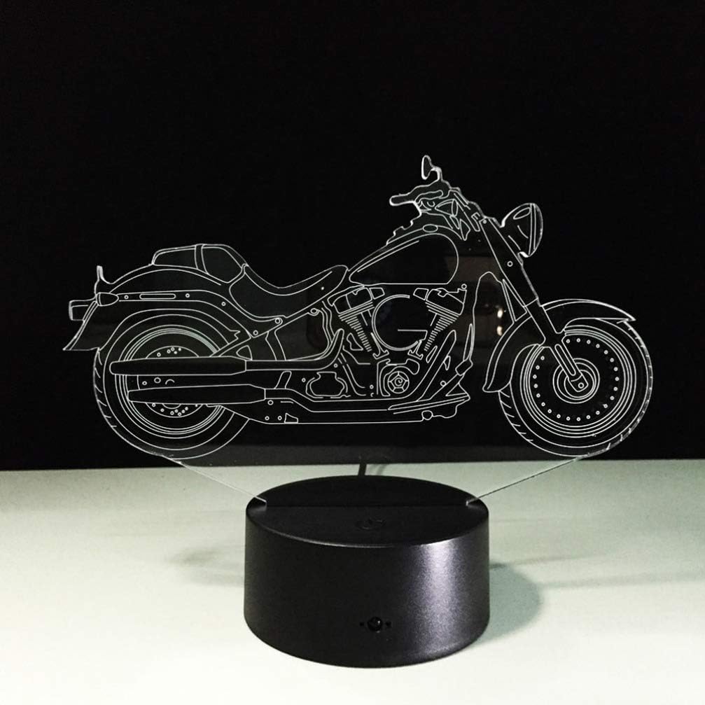 Mobestech 3D motocicleta luz nocturna 3D ilusión lámpara LED motocicleta lámparas de mesa 7 colores luz táctil dormitorio decoraciones centros de