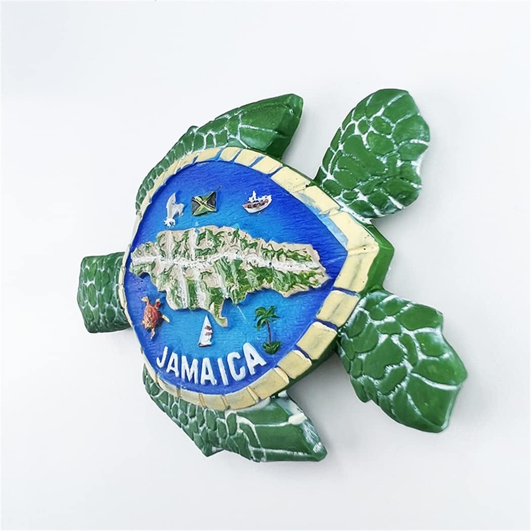 Jamaica Map – Imán de regalo de recuerdo para nevera de tortuga 3D, hecho a mano de resina para refrigerador, colección de decoración para el hogar