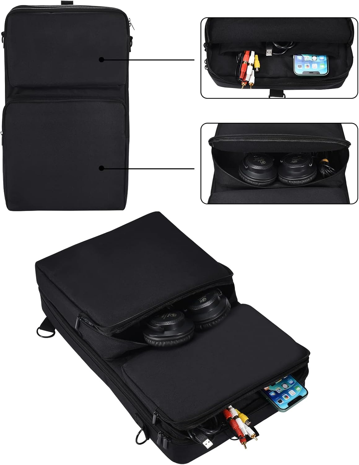 Estuche de transporte portátil para viaje compatible con DDJ-FLX4  DDJ-400  DDJ-SB3 controlador portátil y auriculares DJ (negro)