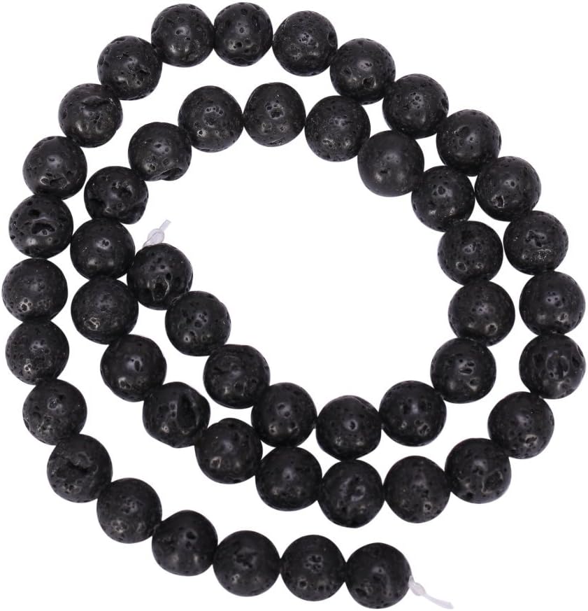 Adabele GY18-6 – 2 hebras de piedras preciosas curativas de roca volcánica negra natural de lava volcánica de 0.236 pulgadas, cuentas de piedra
