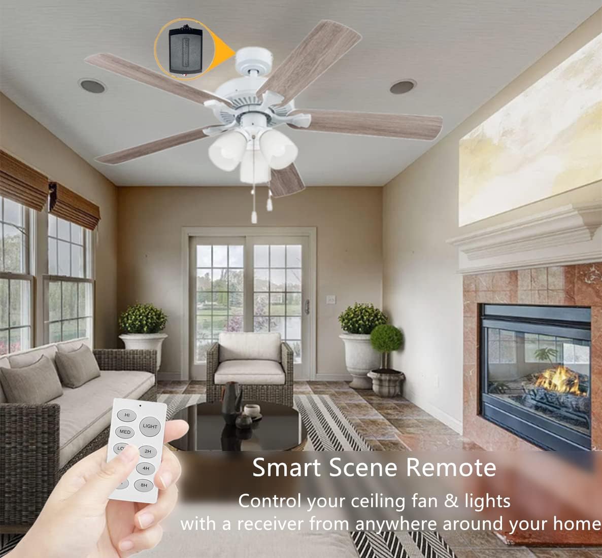 Nexete Kit de control remoto universal para ventilador de techo, inalámbrico montado en la pared, repuesto de sincronización de velocidad del