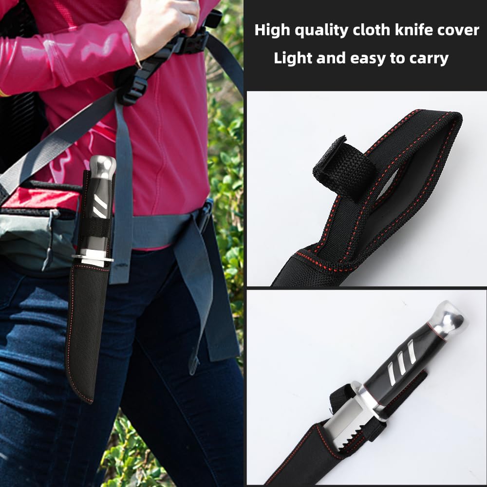 zarfand Cuchillo de bushcraft de 10.3 pulgadas para hombres, cuchillo de campamento de supervivencia de hoja fija con funda, cuchillo de espiga
