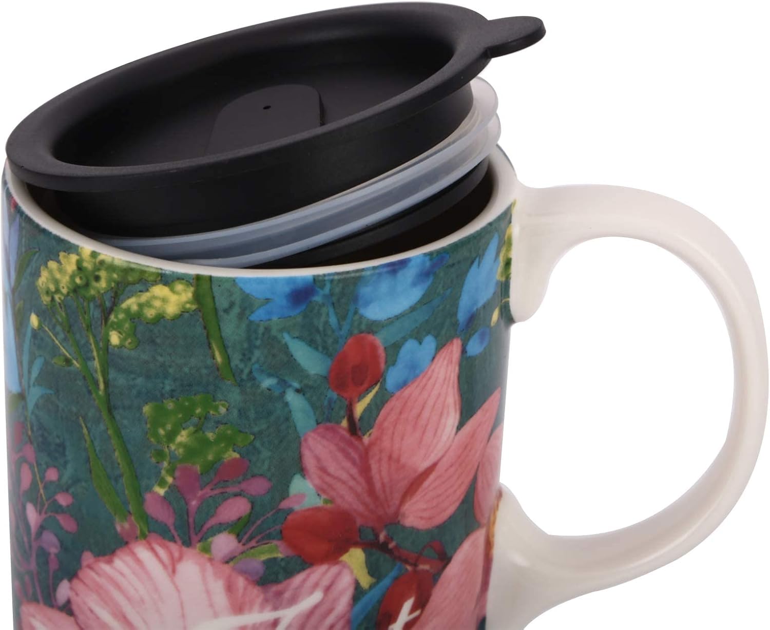 DUSVALLY Taza de cerámica grande taza de café alta tazas de viaje taza de té con leche de porcelana con tapa y caja de color 17oz, simplemente cree,