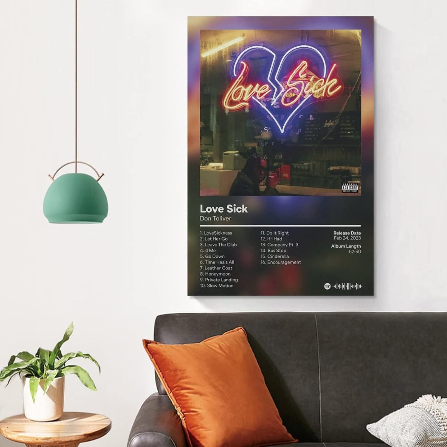 MALOOS Don Toliver – Póster de lienzo de amor enfermo para pared, pintura artística decorativa, sala de estar, dormitorio, regalo, sin marco, estilo
