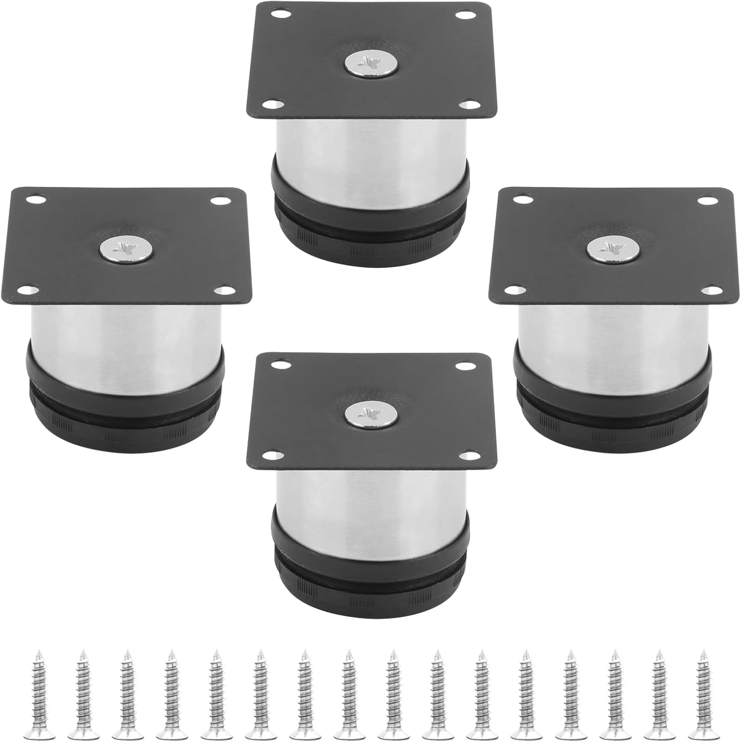 Qjaiune Patas ajustables para muebles de 2.4 pulgadas  2.362 in, juego de 4, patas redondas de metal de acero inoxidable de 2 pulgadas de diámetro,