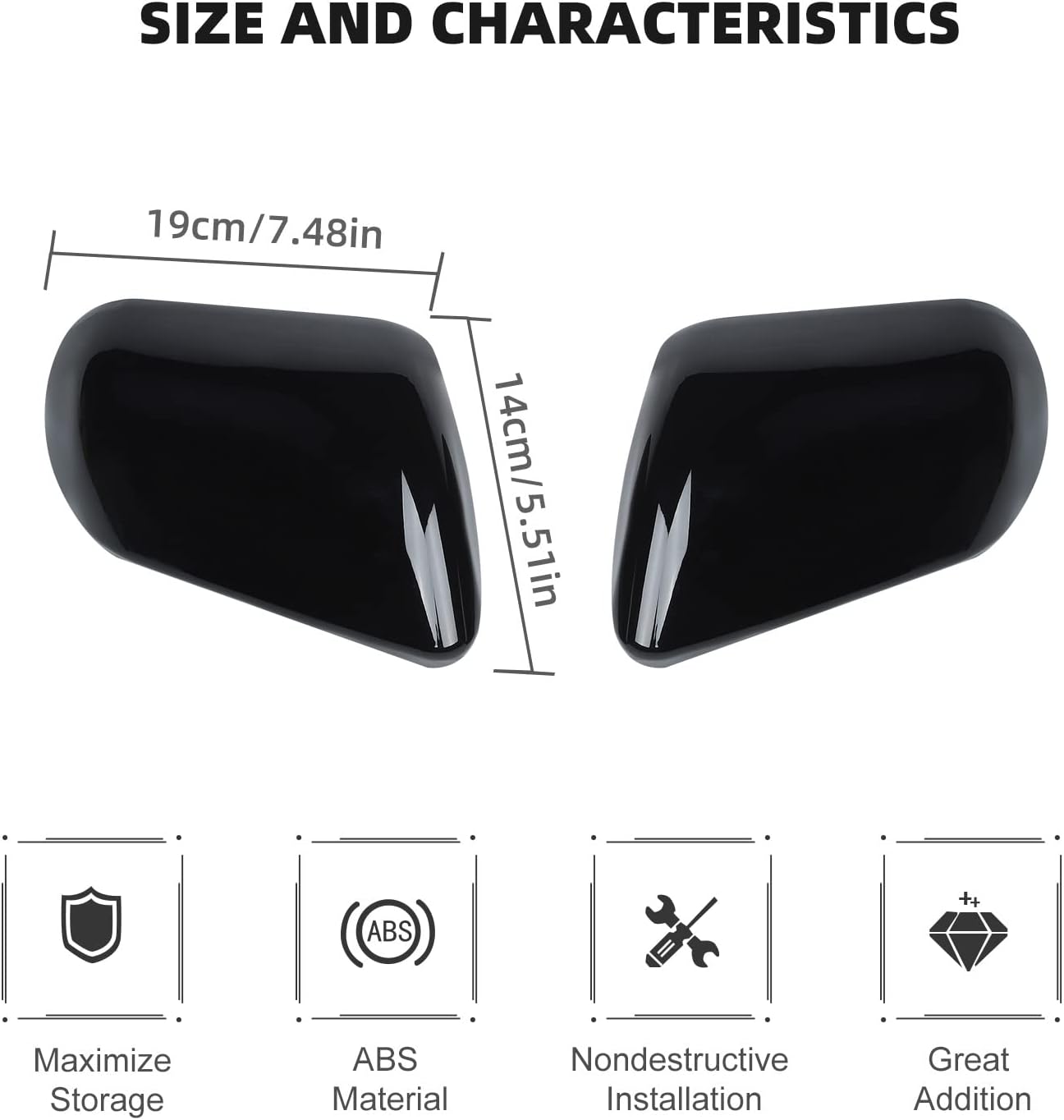 RT-TCZ Kit de decoración de cubierta de espejo retrovisor para Ford Mustang 2015 2016 2017 2018 2019 2020 2021 2022 (negro)