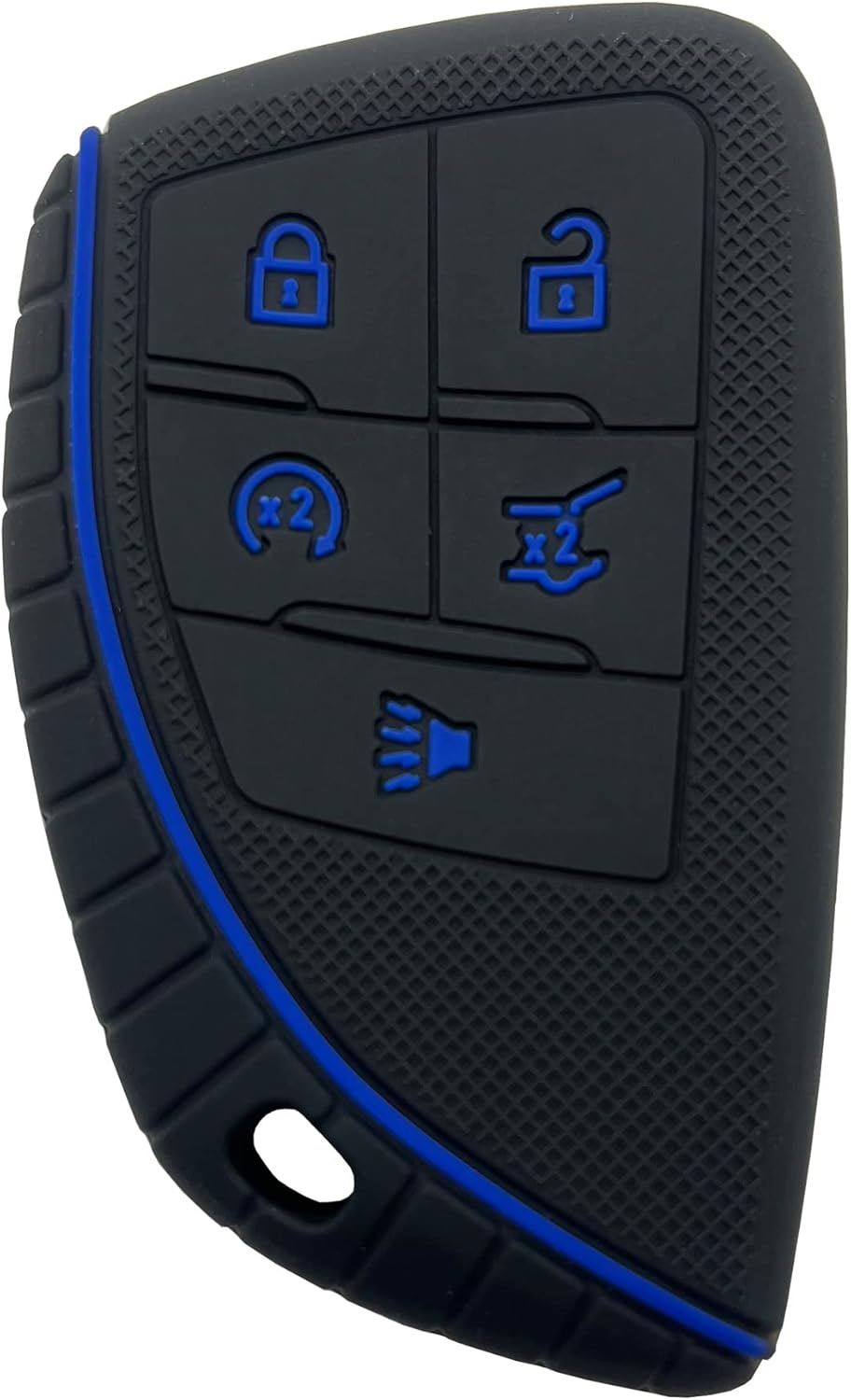 Funda de silicona para llavero inteligente de 5 botones para GMC Sierra 1500 Chevy Chevrolet Silverado 1500 2500HD 3500HD 2023 2022 (negro con rojo