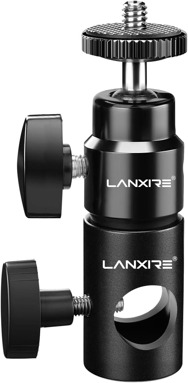 Adaptador de montaje de soporte de luz con mini cabezal de bola de tornillo de 14 pulgadas, compatible con monitor de cámara, luz de anillo, se