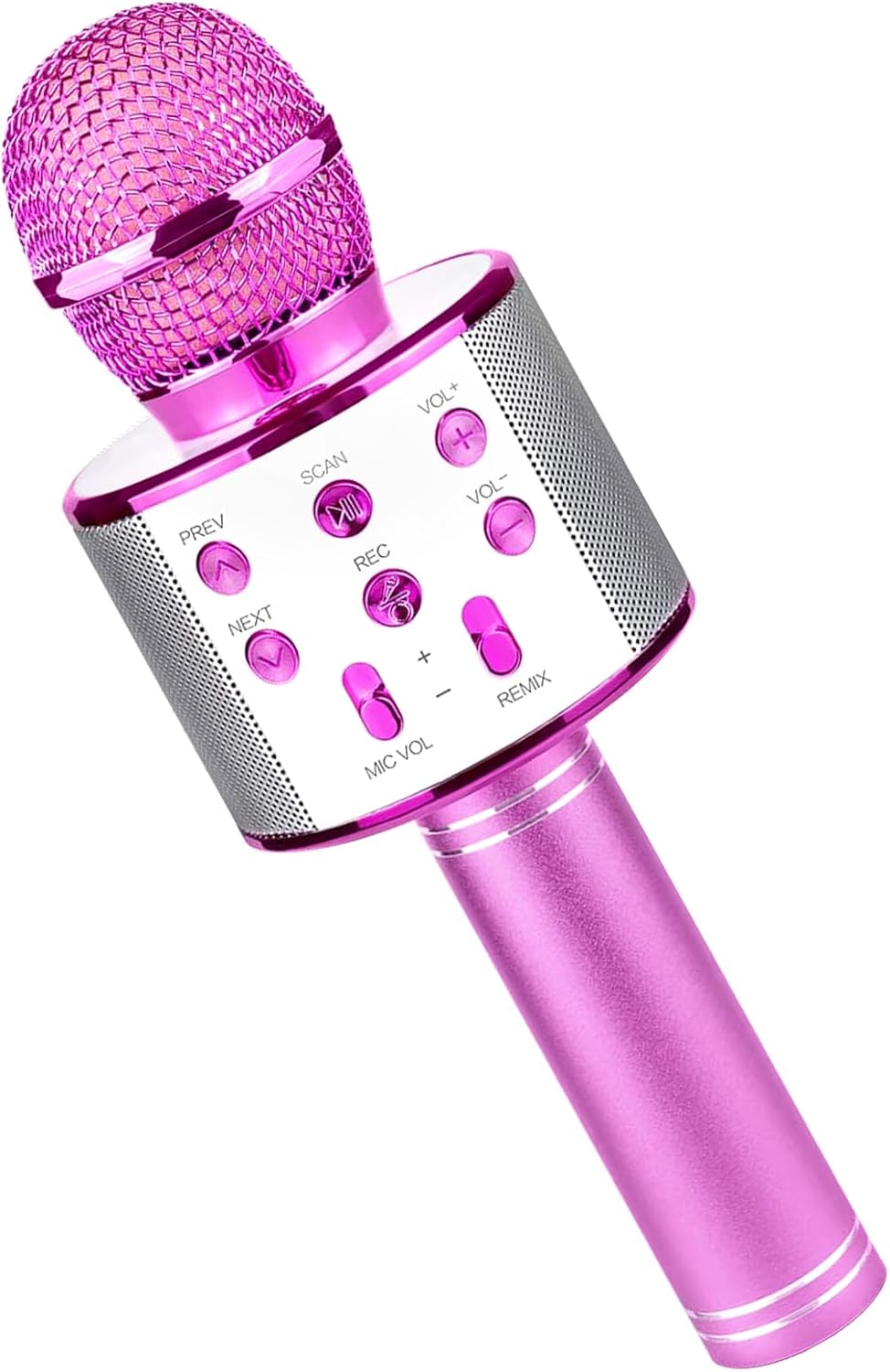 Micrófono de karaoke para niños, micrófono inalámbrico Bluetooth 5 en 1, micrófono de karaoke portátil de mano con altavoz, grabadora de juguetes