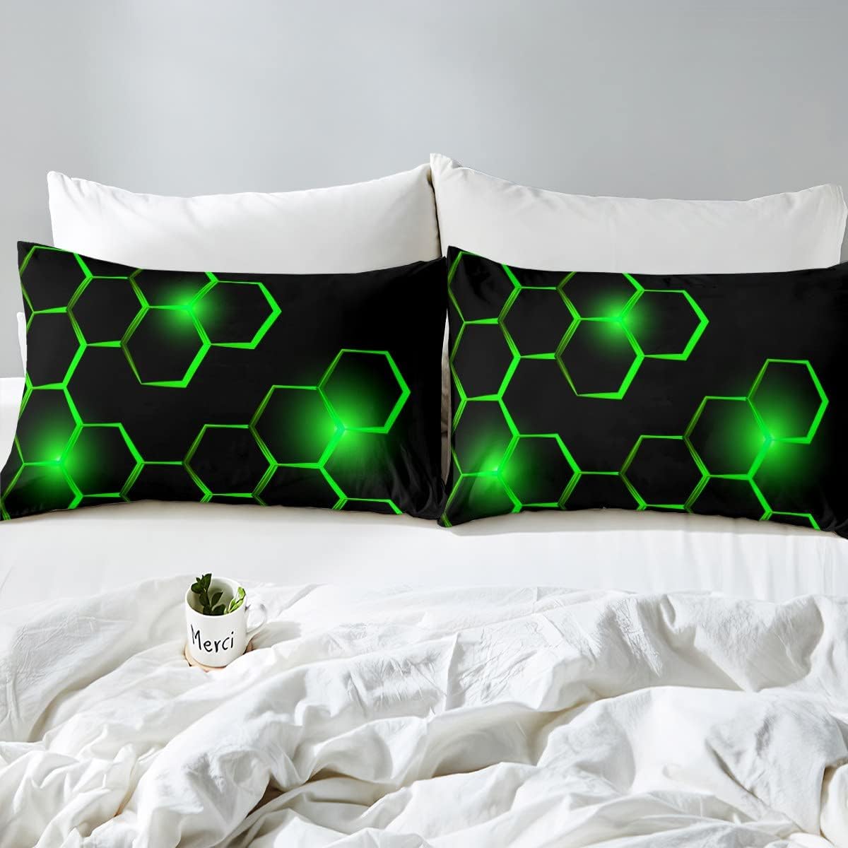 Juego de edredón de panal para niños, juego de ropa de cama hexagonal geométrica moderna para niños y adolescentes, decoración de dormitorio,
