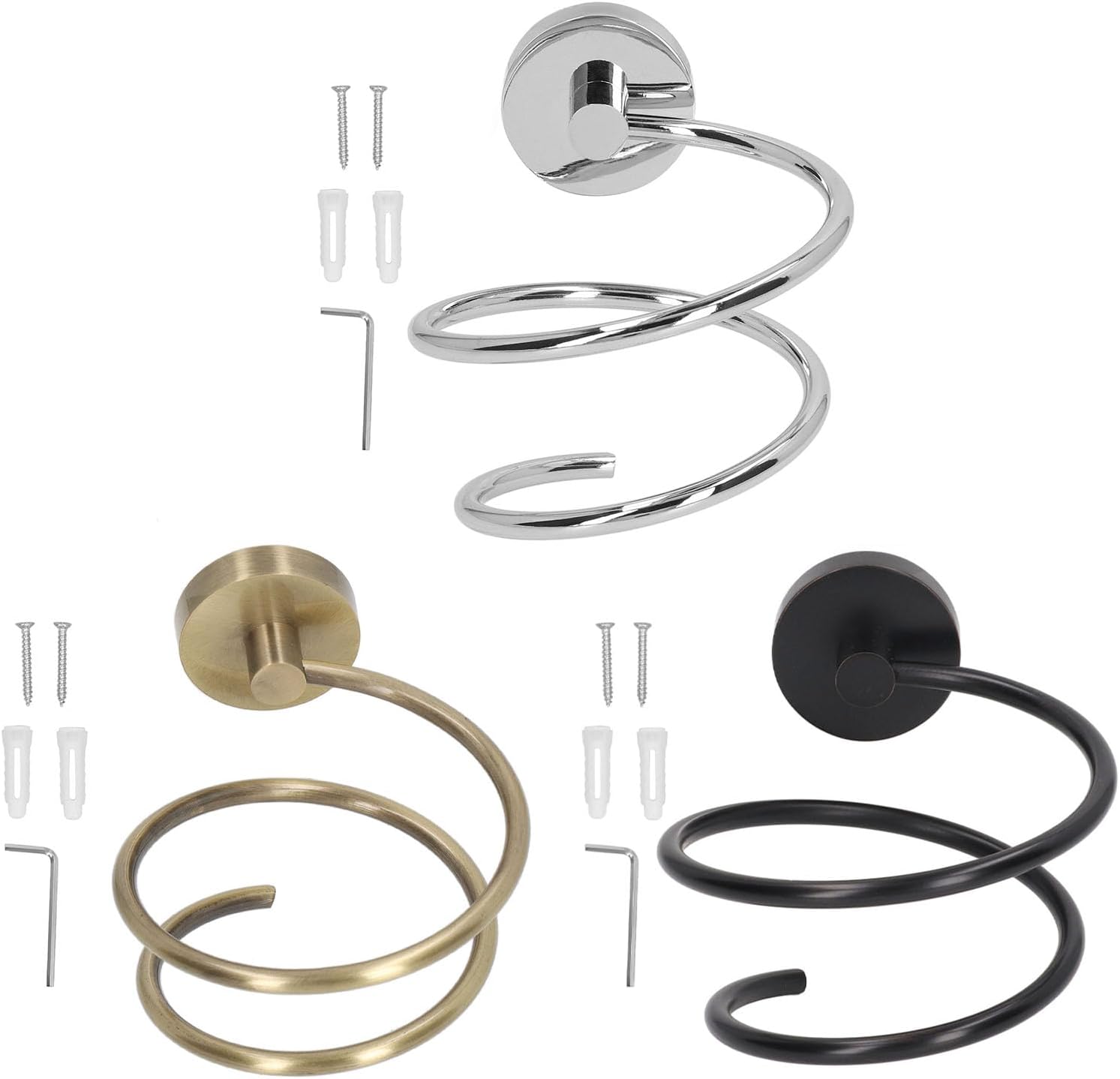 VTOSEN Soporte para secador de pelo de acero inoxidable 304, organizador de herramientas para el cabello de montaje en pared para baño, soporte para