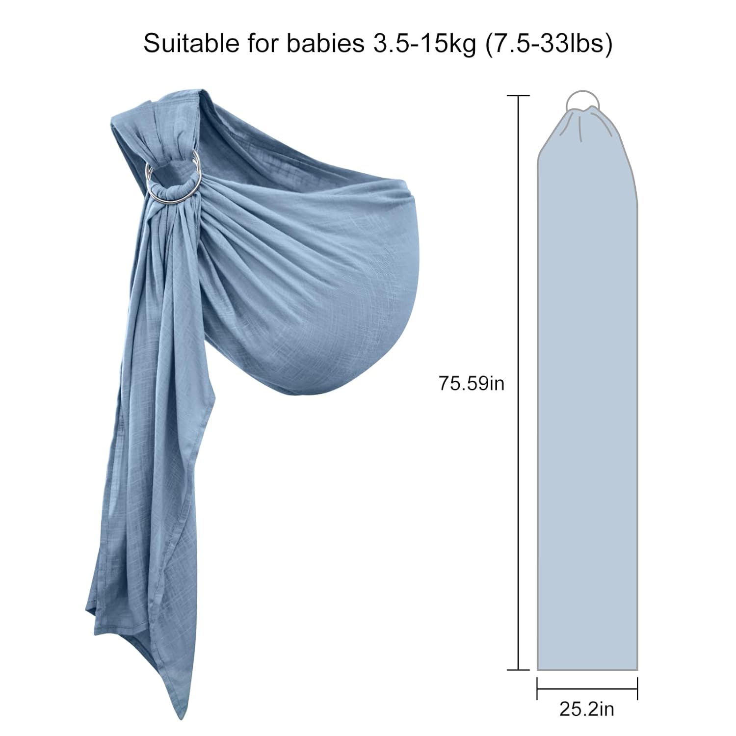 Portabebés con anillo para recién nacidos a niños pequeños, portabebés de algodón de lino suave, fácil de llevar, de doble bucle, de muselina