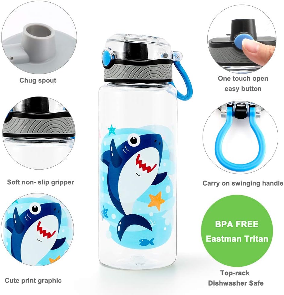 Home Tune Bonita botella de agua para niños y niñas, Tritan libre de BPA y tapa abatible a prueba de fugas, fácil de limpiar y transportar, 23 oz