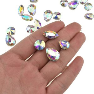 Hahiyo Base de garras de diamantes de imitación para coser, vidrio transparente, formas mixtas, gemas de cristal, ajuste de puntas traseras de Hahiyo Base de garras de diamantes de imitación para coser, vidrio transparente, formas mixtas, gemas de cristal, ajuste de puntas traseras de