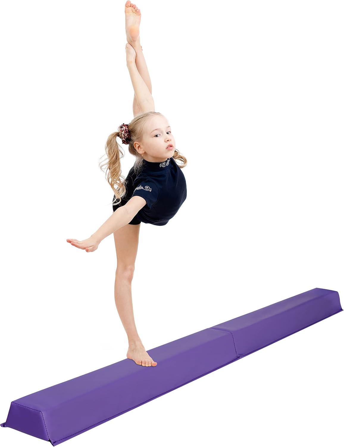 Oteymart 6FT9FT Balance Beam Folding Gymnastics Beam Extra Firm Foam Anti-Slip Bottom Equipment for Floor Home Training, Kids, Adults