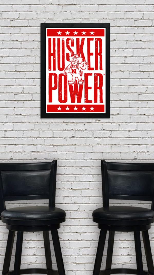 Nebraska Cornhuskers Gift – Husker Power Letterpess Poster – Officially Licensed Art Print – 13×19″ – Husker Gift (No Frame)