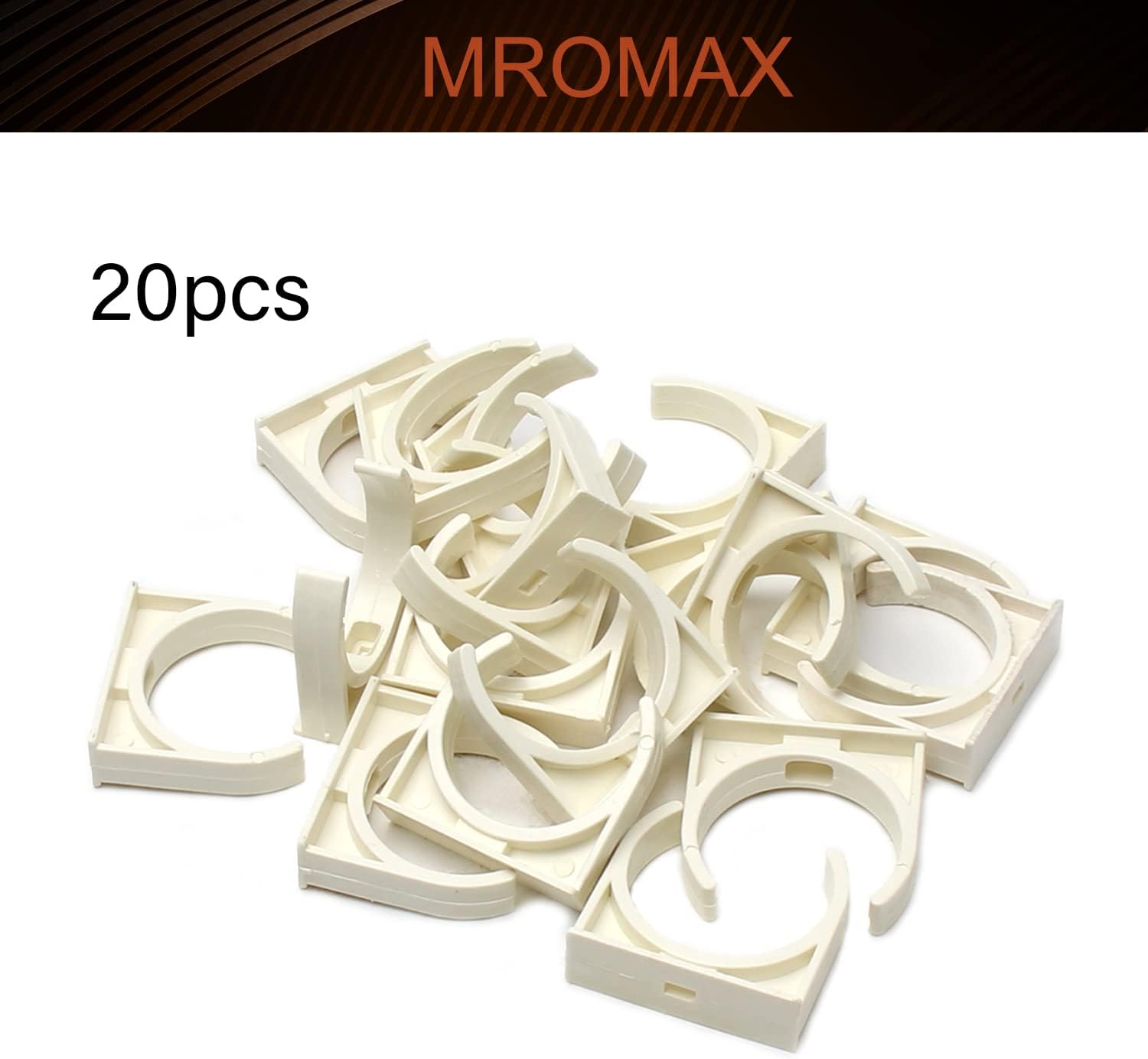 MroMax 20 abrazaderas de PVC para tuberías de agua de 1.969 in1.97 pulgadas de identificación, hebillas blancas en forma de U, soporte para tuberías