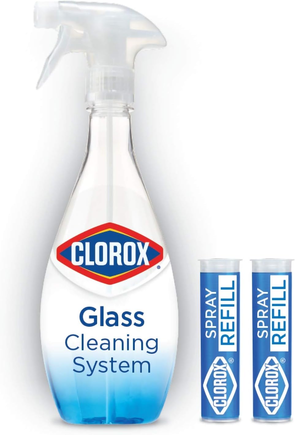 Clorox Clorox – Sistema de limpieza de vidrio, 1 botella reutilizable, 2 repuestos (el embalaje puede variar), 0.66 onzas líquidas