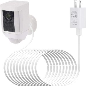 Adaptador de corriente para batería de cámara Ring Spotlight, con cable exterior resistente a la intemperie de 25 pies para cargar continuamente tu Adaptador de corriente para batería de cámara Ring Spotlight, con cable exterior resistente a la intemperie de 25 pies para cargar continuamente tu