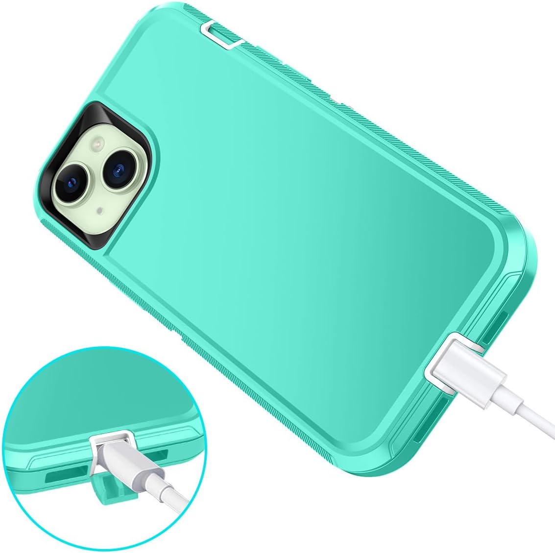I-HONVA Funda para iPhone 15 Plus a prueba de golpes, a prueba de polvo y caídas, 3 capas de protección de cuerpo completo sin protector de