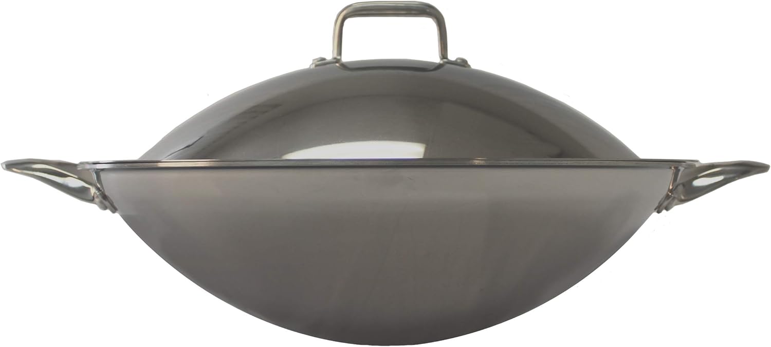 SL-PA400A Wok de acero inoxidable de 16,5  con tapa (listo para inducción)