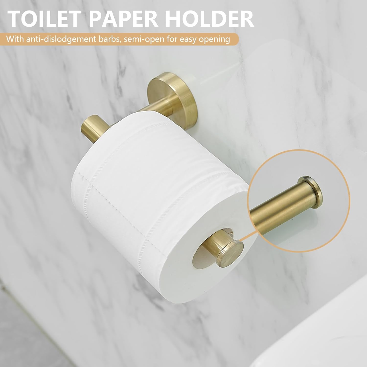 Juego de 5 piezas de accesorios de baño de oro cepillado de 24 pulgadas, juego de toallero de mano de granja y 2 ganchos para toallas, montaje en