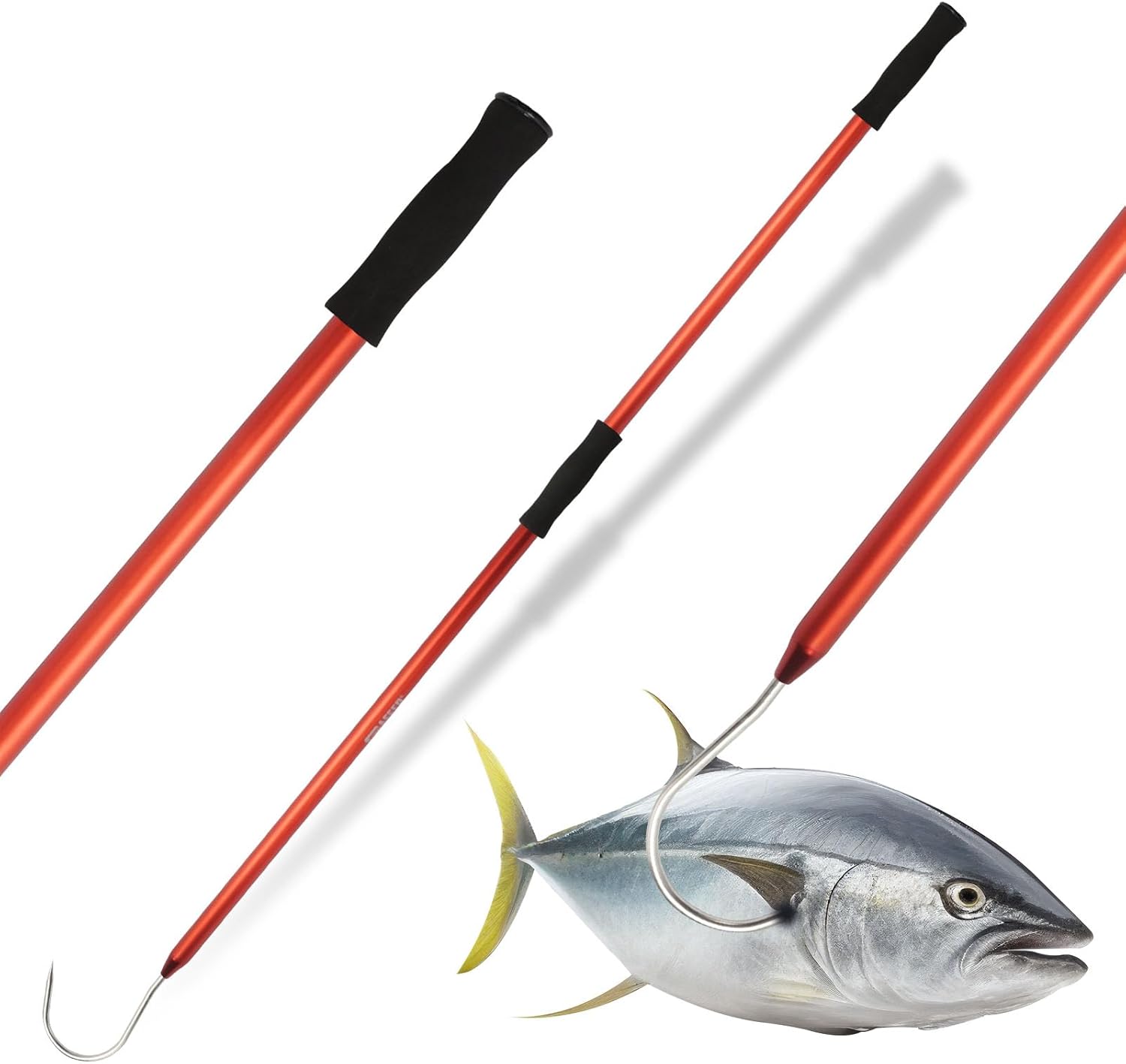 Gancho de pesca con gancho de pescado, arpón, arpón, lanza, arpón con gancho de acero inoxidable y aluminio para atún, pez banda, cabeza de acero,