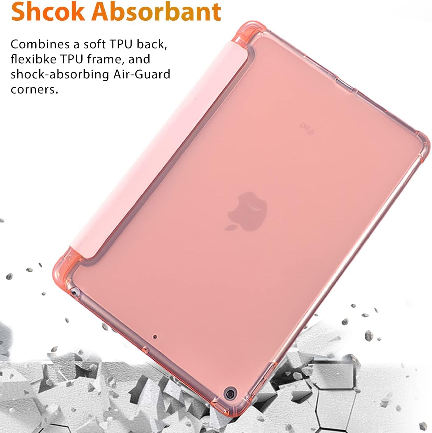 Lindo cerdo de dibujos animados para iPad Mini 5 con soporte para lápiz, apagado automáticoactivación, cubierta trasera de TPU suave de cuero rosa