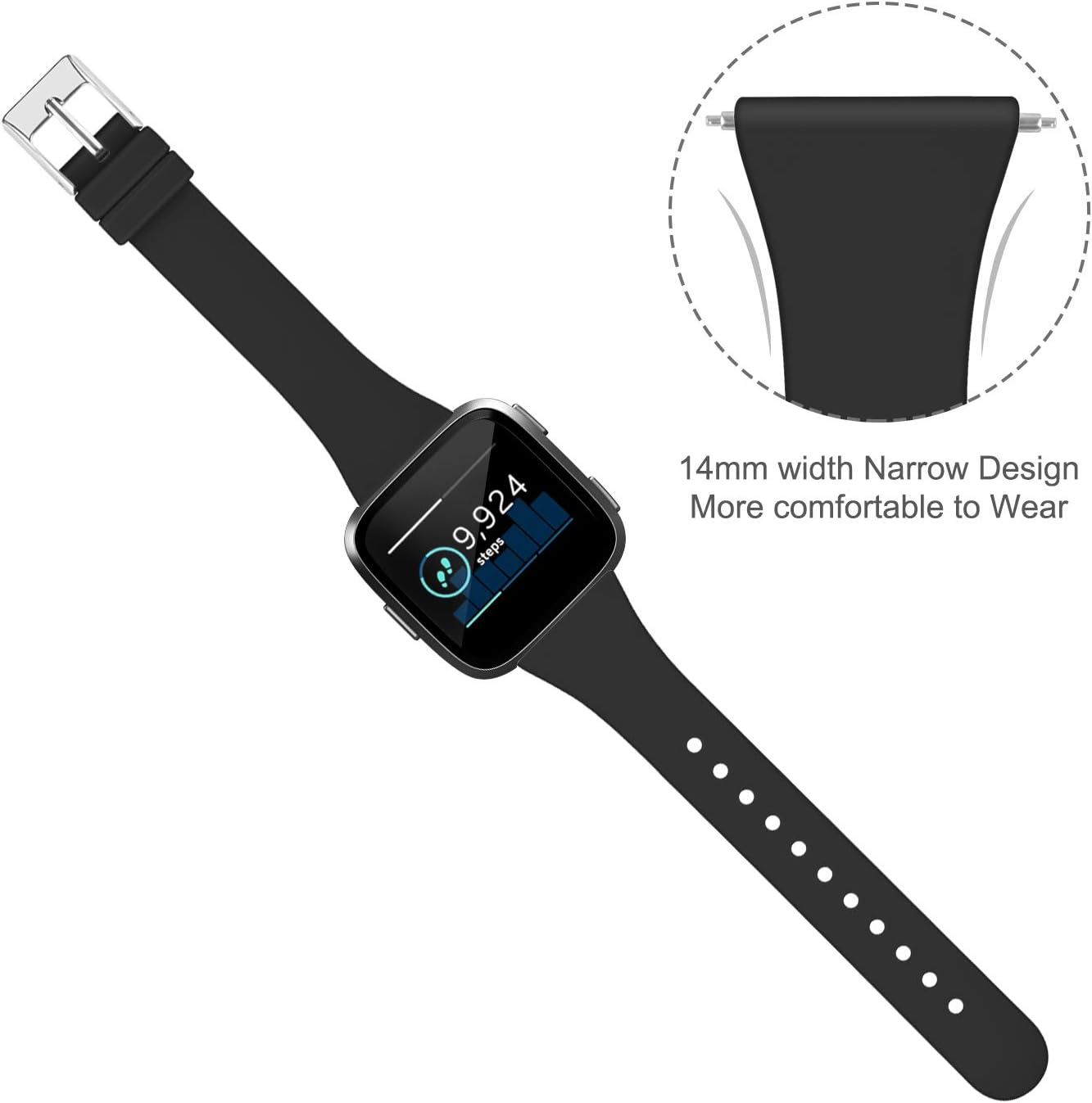 Tobfit Pack 3 bandas delgadas compatibles con Fitbit Versa 2 BandsFitbit VersaFitbit Versa LiteSE, pulsera de repuesto de silicona para hombres y