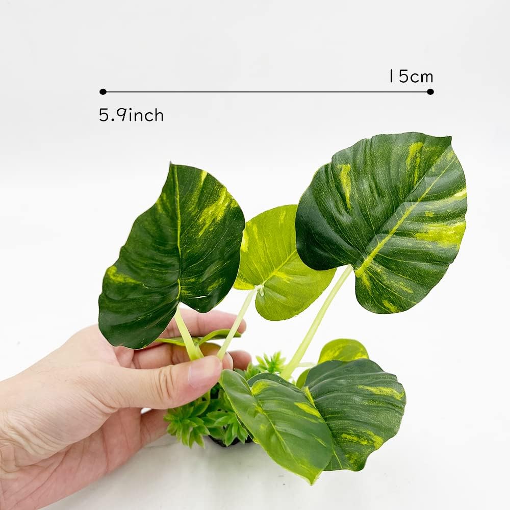 Plantas de acuario, decoraciones de pecera, plantas artificiales de plástico, peces dorados, paisaje acuático, cuerosdescanso (hoja)