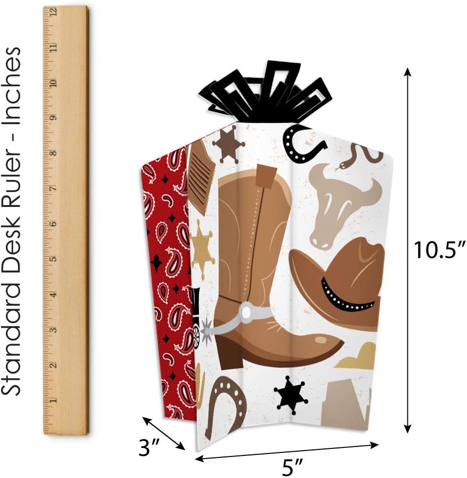 Big Dot of Happiness Western Hoedown – Decoraciones de mesa – Centros de mesa plegables y acampanados para fiesta de vaquero del salvaje oeste, 10