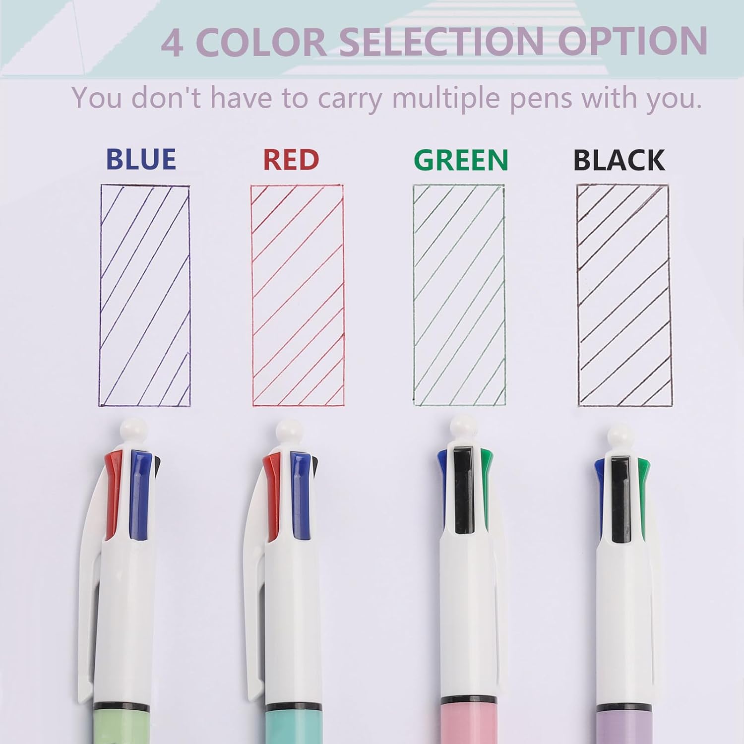 14 bolígrafos multicolor 4 en 1, punta media de 0.039 pulgadas, retráctil de color para diario y profesores, estudiantes, regalo para niños