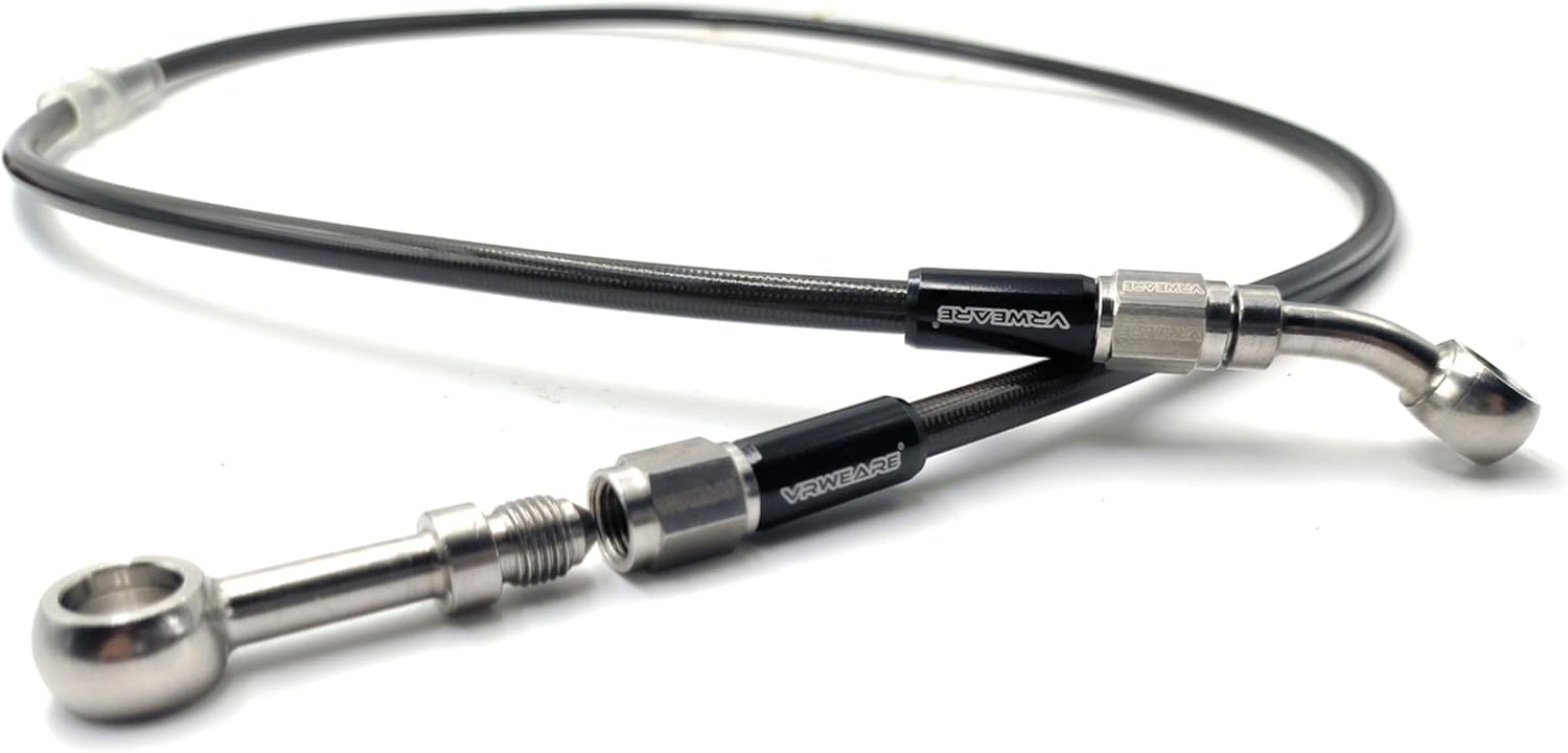 AN3 M10 – Tubo de manguera de aceite trenzado de acero inoxidable negro para motocicleta, tubo giratorio de 360 grados de acero inoxidable para