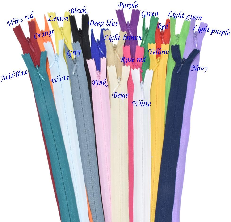 40 piezas de cremallera invisible de nailon de 12.5 pulgadas para costura, costura, herramientas de artesanía, ropa especial, 20 colores (12.5