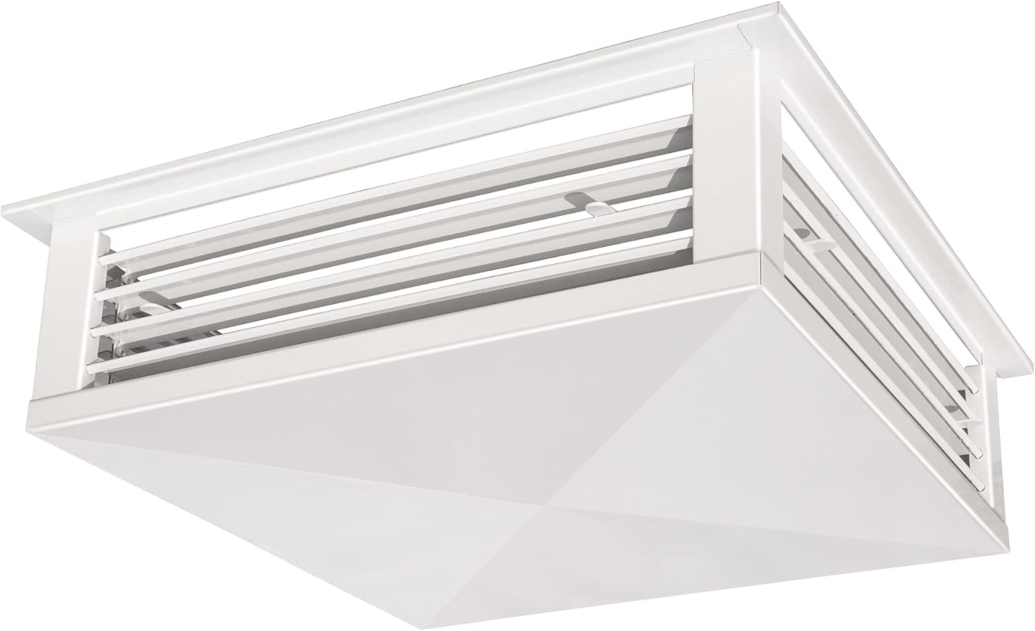 GSW Difusor de aire ajustable de 4 vías con recubrimiento de polvo blanco de 14 pulgadas para enfriador evaporativo de pantano, borde de montaje de