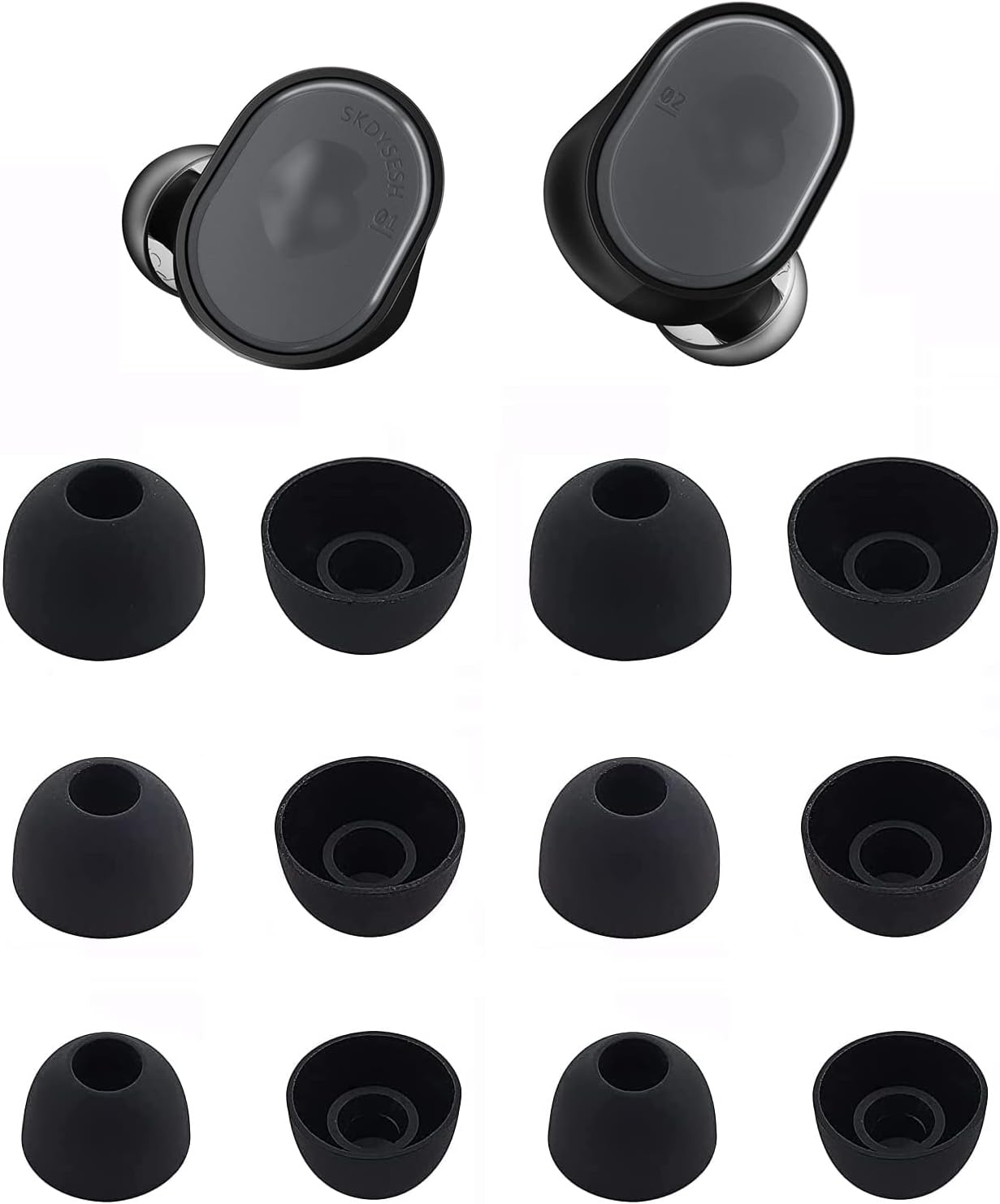 Puntas para los oídos compatibles con Skullcandy Sesh Indy, 6 pares de tamaños SML, almohadillas de silicona suave, cubiertas para auriculares,