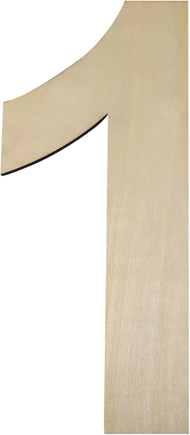 Tablero grande de madera de 12 pulgadas de grosor con número 1, 14 de pulgada de grosor, sin terminar, tablero de madera en blanco para decoración