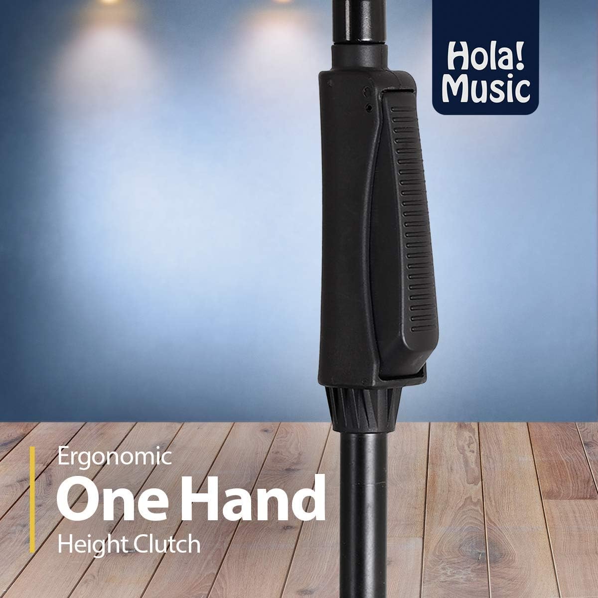Hola! Music HPS-101KD – Soporte de micrófono profesional de perfil bajo para bombos, color negro.
