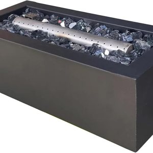 Chimenea rectangular de gas propano sin humo de 14 pulgadas de acero 10K BTU para exteriores, para patios, terrazas y porches, color negro Chimenea rectangular de gas propano sin humo de 14 pulgadas de acero 10K BTU para exteriores, para patios, terrazas y porches, color negro
