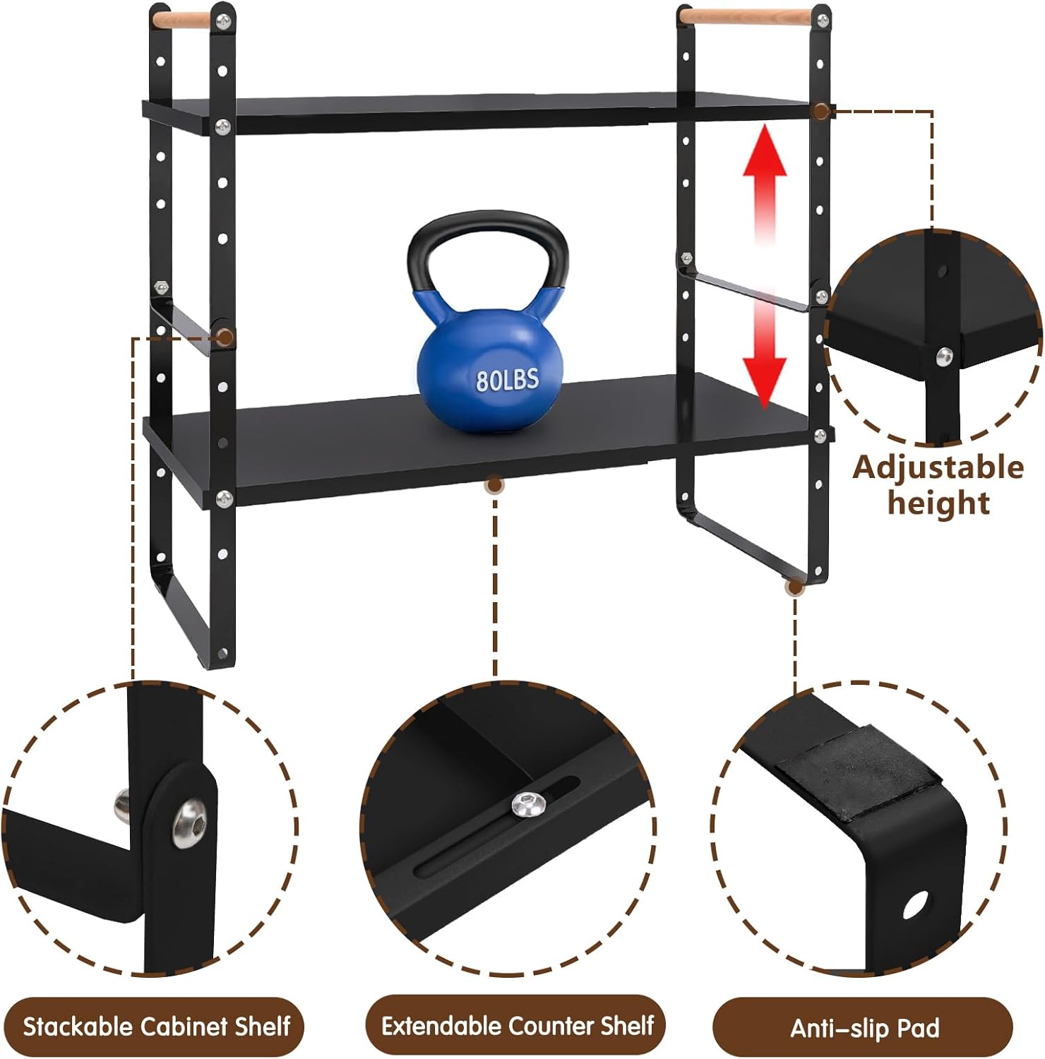 Organizador de encimera de cocina expandible, organizador de estante de gabinete ajustable, estante apilable para encimera de cocina, estantes